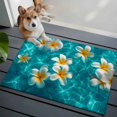 thumbnail image 4 of Summer Sea Washable Small Entryway Area Rugs 2'x3', Watercolor White Eggflower Floral Blue Ripples Seawater Low Pile Throw Rug Non-Slip Sturdy Edge Binding Carpet for Front Door Floor Room Entry, 4 of 9