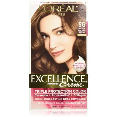 L'Oreal Paris Excellence Crème Haircolor, Medium Golden Brown [5G] 1 ch (Lot de 4)