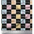 thumbnail image 1 of Soimoi Black Poly Georgette Fabric Text & Cat Animal Printed Fabric 1 Yard 52 Inch Wide, 1 of 5