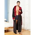 thumbnail image 6 of FashGudim Mens Robes Big and Tall with Hood Full Length Plush Long Robe Fleece Bathrobe(Black & Burgundy, XXL), 6 of 6