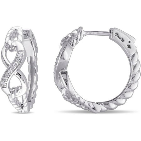 Miabella Diamond-Accent Sterling Silver Infinity Hoop Earrings