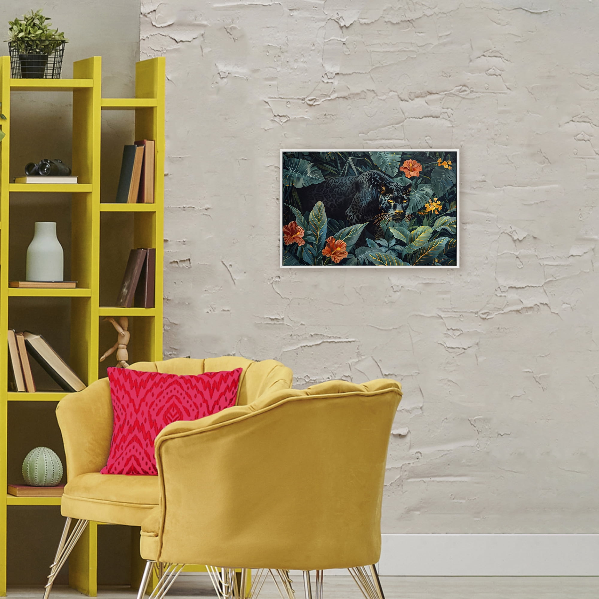 Stupell Industries Panther's Exotic Paradise White Framed Giclee Art, design by Ray Powers