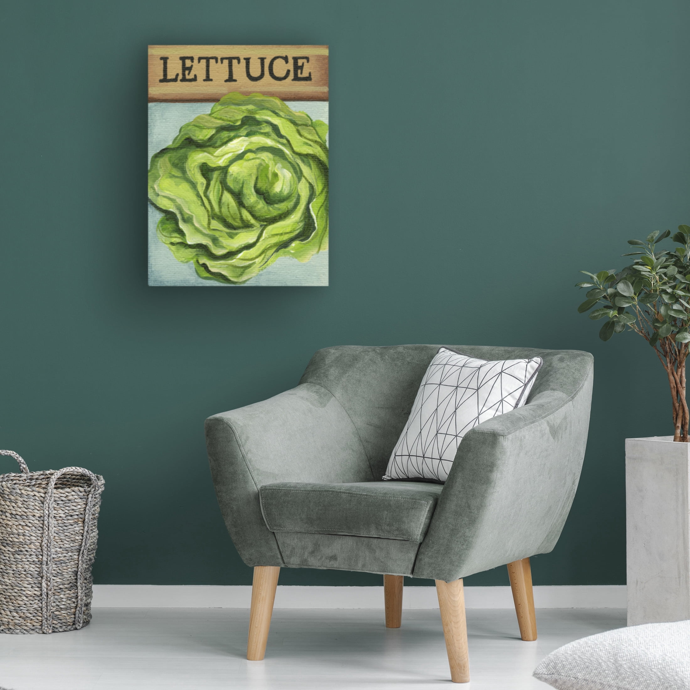 Canvas Wall Art - Debbi Wetzel 'Seed Packets 22 - Lettuce' Wall Art for Living Room, Bedroom, or Office Décor by Trademark Fine Art - 24 x 32 Inches