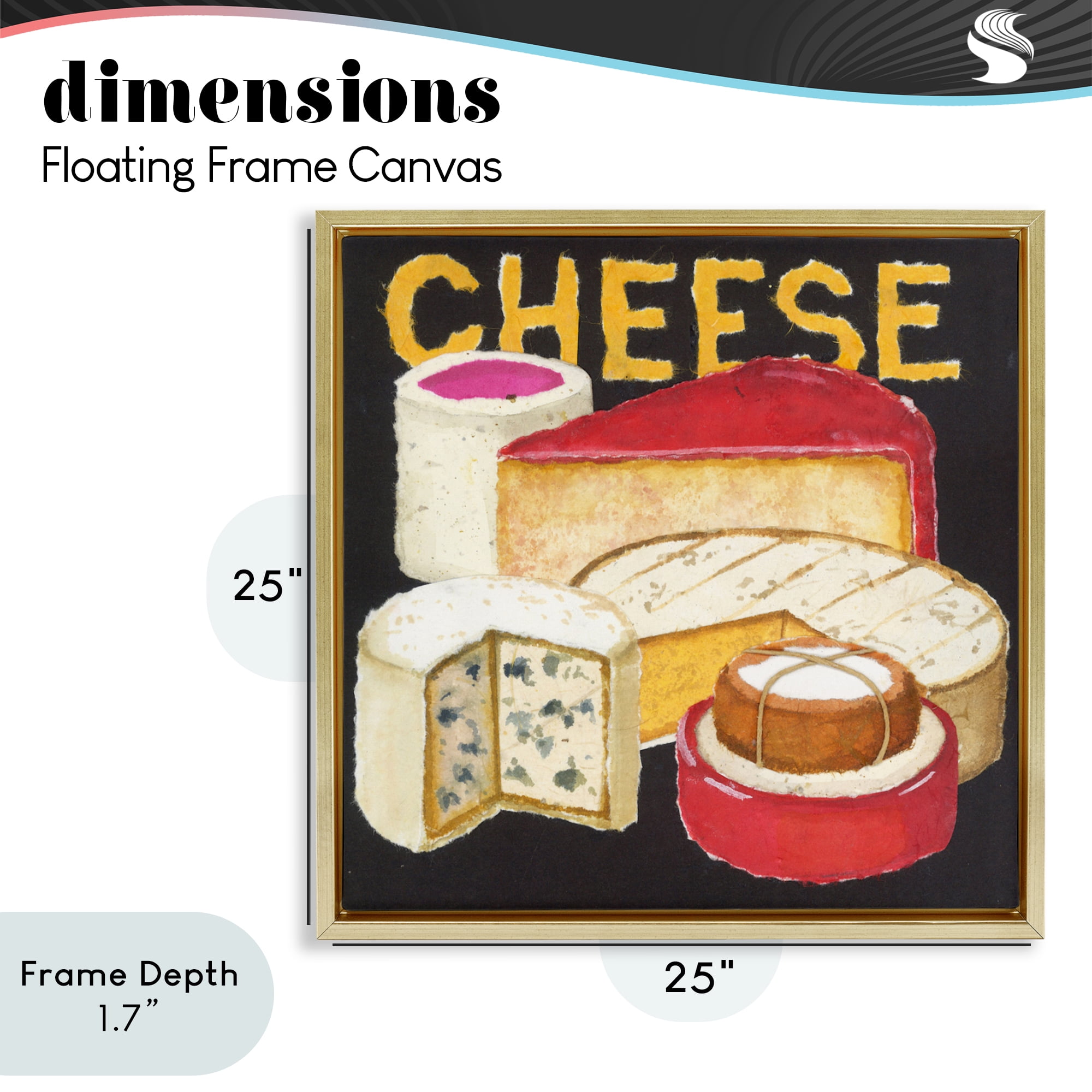 Stupell Industries Assorted Cheese Wheels Gold Framed Floater Canvas Wall Art, design by Nancy Overton
