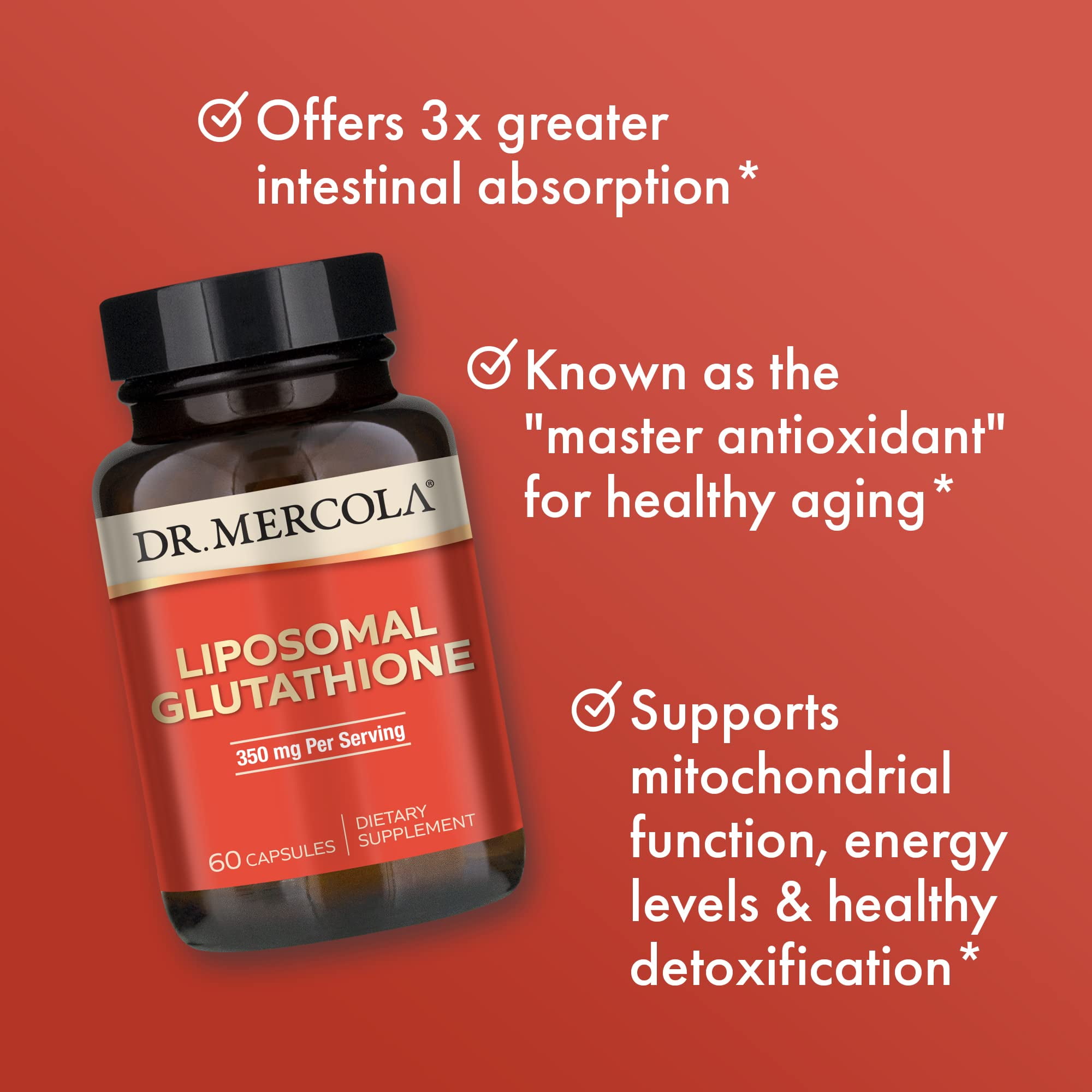 dr mercola glutathione Dr. Mercola Liposomal Glutathione - 350 mg per Serving - Supports Energy  Production - High Absorption - Non-GMO, Gluten-Free & Soy-Free