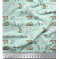 thumbnail image 1 of Soimoi Green Viscose Chiffon Fabric Bear & Rabbit Animal Decor Fabric Printed Yard 42 Inch Wide, 1 of 3