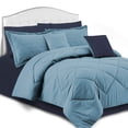 thumbnail image 2 of 8-Piece Queen Size Light Blue/Navy Comforter Set - Ultra Soft 2 Colors Reversible - Includes Comforter, Bed Skirt, Quilted Pillows and Shams, 2 of 3