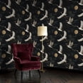 thumbnail image 6 of Floral Peel and Stick Wallpaper Cranes Crescent Moon Gold Teal Japanese Inspired Wall Mural 17.7in x 9.8ft Self Adhesive Removable Wall Paper Renter Friendly Wallpaper for Bedroom Nursery Kids, 6 of 8