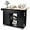 Black, variant on LOKO Kitchen Island with Drop Leaf, Rolling Kitchen Storage Cart with Drawer, Cabinet, 6 Open Shelves, Spice Rack & Towel Bar, Rolling Kitchen Island with Storage & Lockable Wheels (White)