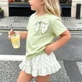 thumbnail image 6 of Girls Cute Top Summer 2 Pieces Ruffle Skirt Set with Polka Dots Skirt Outfit Comfy Fashion Clothing Green 3-4Years, 6 of 6