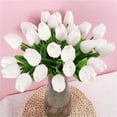 thumbnail image 3 of LYCAQL 20Pcs Tulips Tulip Real Touch Vase Artificial Flowers for Home Decoration Floral Arrangement White, 3 of 8