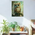 thumbnail image 5 of Creowell Owl Flowers Fantasy Art Print On Canvas Modern Wall Decor for Home Living Room Bedroom Office 12x16in, 5 of 5