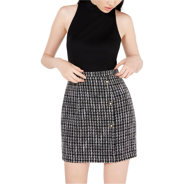 City Studio Womens Mock Neck A-line Dress blkwht 1