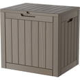 thumbnail image 1 of 35 Gallon Lockable Resin Deck Box, Waterproof & UV-Resistant Outdoor Storage Box for Outdoor Cushion Storage, Garden Tools & Pool Accessories Storage, Gray, 1 of 7
