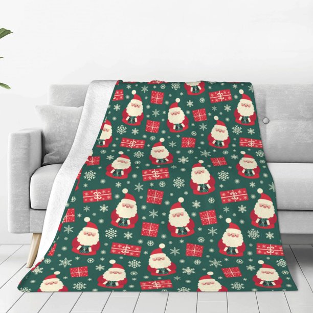 Balery Santa Claus Manta de Felpa Suave y Acogedora – Cobija de Franela Aterciopelada para Cama, Lavable y Cálida para Sofá, Mascotas, Transpirable-80"x60"
