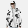 thumbnail image 2 of Balery Monochrome Flying Ravens Sudadera ligera de manga larga con capucha y protección solar UPF 50+ para hombre y mujer, ideal para pesca y running-Small, 2 of 7