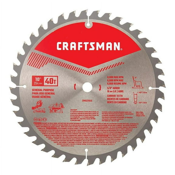 Craftsman Tools 10-in 40-Tooth Carbide Circular Saw Blade