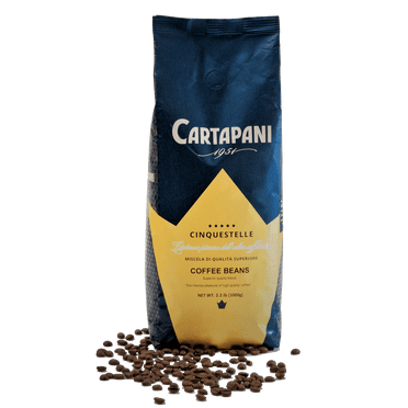 Caffe' Cartapani Cinquestelle Espresso Whole Bean Coffee Blend, Medium Roast - 2.2 Pound Bag
