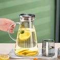 thumbnail image 5 of Hometravel Glass Pitcher with Lid, Large Capacity Hot and Cold Pitcher with Handle, 1.9 Quart Carafe for Homemade Beverages, Juices, Iced Tea, and Milk, 5 of 6
