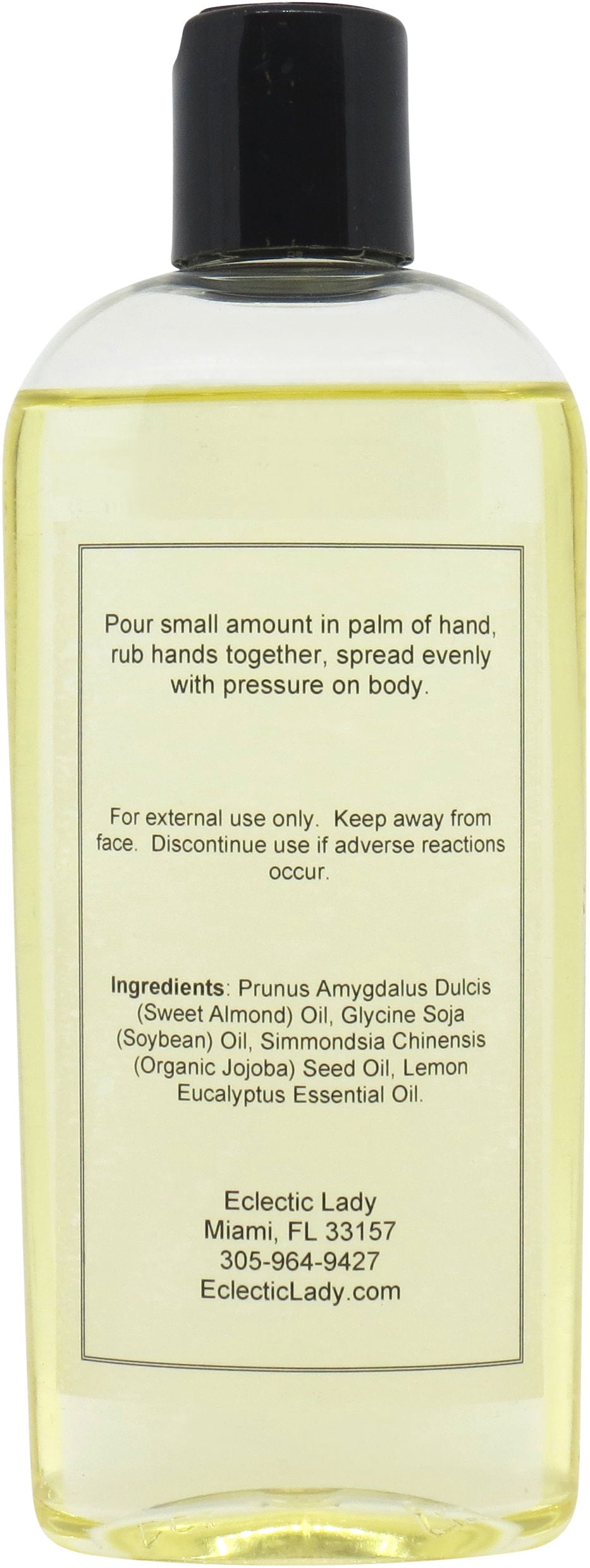 Lemon Eucalyptus Massage Oil by Eclectic Lady, 8 oz, Sweet Almond Oil and Jojoba Oil