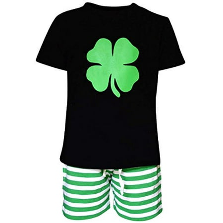 Unique Baby Boys 2 Piece ST Patricks Day Clover Outfit (12 Months, Green)