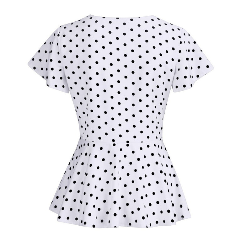 Shiusina Women's Polka Dot 3/4 Sleeve Blouse Tops