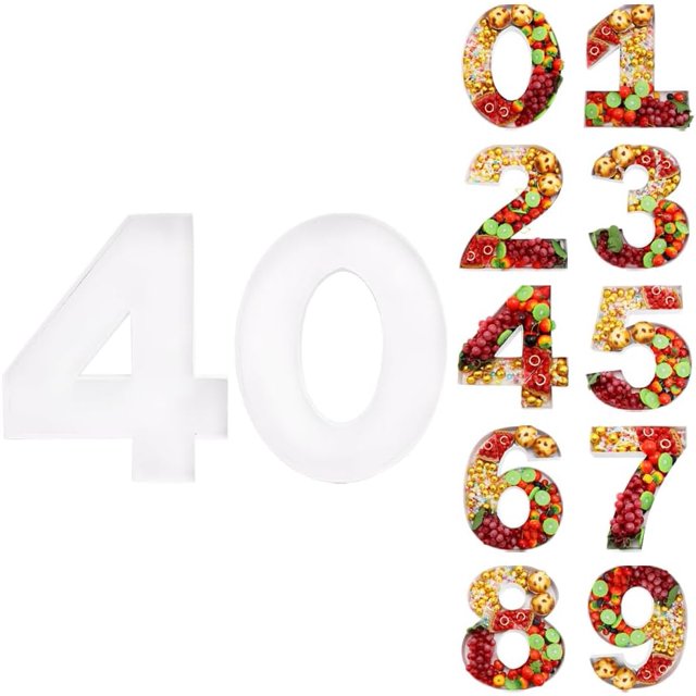 Charcuterie Cardboard Number Fillable Shaped Treat Decorative Box Anniversary Birthday Table Centerpiece (40 Style, 15inch)