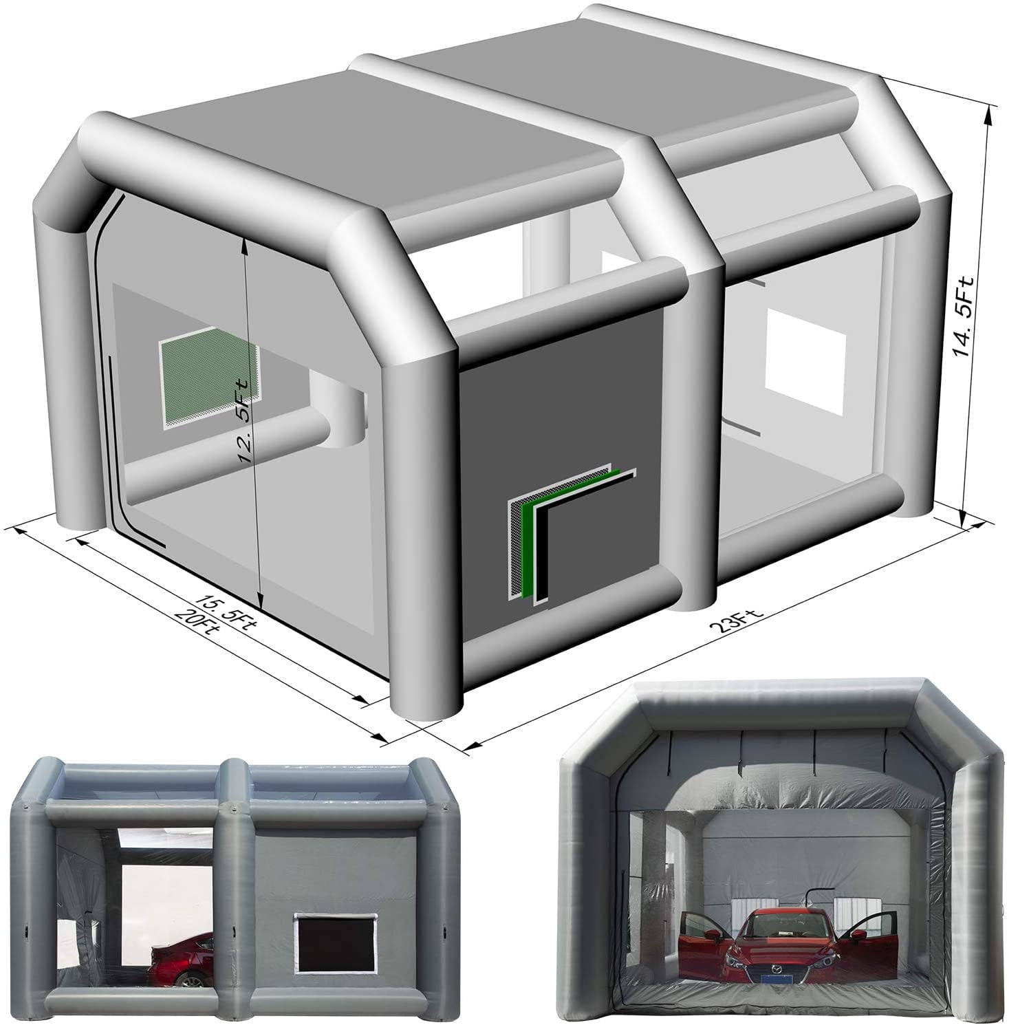 Sewinfla Inflatable Paint Booth 23x20x14.5Ft with Blowers Professional Inflatable Spray Booth Portable Car Painting Booth