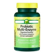 Probiotic Multi-Enzyme Digestive Formula with Probiotic Acidophilus Tablets Dietary Supplement, 200 Count