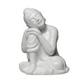 thumbnail image 1 of Ceramic Sitting Buddha Figurine with Round Ushnisha, Small, White- Saltoro Sherpi, 1 of 4