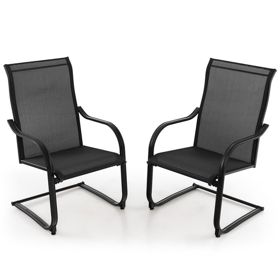 Costway 2pcs C-Spring Motion Patio Dining Chairs All Weather Heavy Duty Outdoor Black