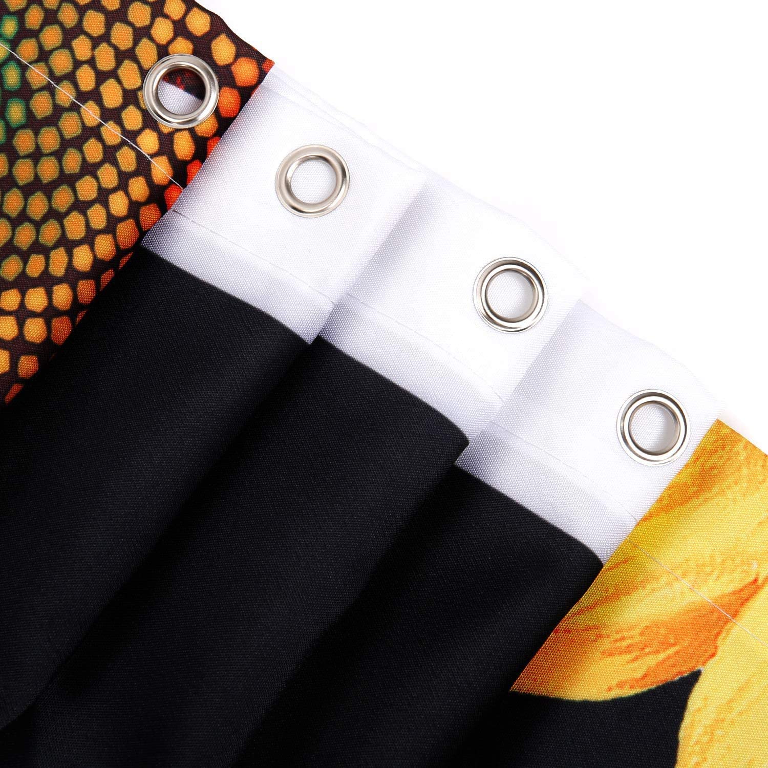 Sunflower Shower Curtain Set with 12 Hooks,Fabric Black and White Striped Sunflower Bathroom Curtain Creative Yellow Floral Modern Bathroom Accessories, Machine Washable (72" W x 84" H)