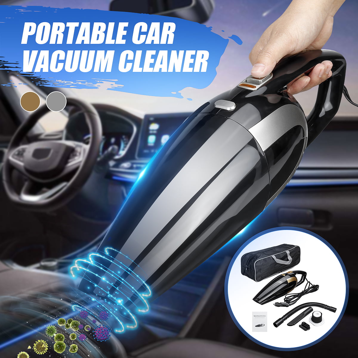 US 120W Portable Car Vacuum Cleaner Wet Dry Handheld Cordless 8000PA Nozzle US 