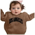 thumbnail image 2 of Bobifish Little Girls Dark Green Ribbed Sweater “LOS ANGELES” Letter Print Sweater Long Sleeve Knitted Trendy Casual City Themed Boys Girls Pullover Top, 2 of 3