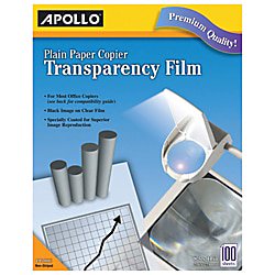 Apollo Presentation Transparencies - Apollo Plain Paper Copier Transparency Film, Black On Clear, Box Of 100