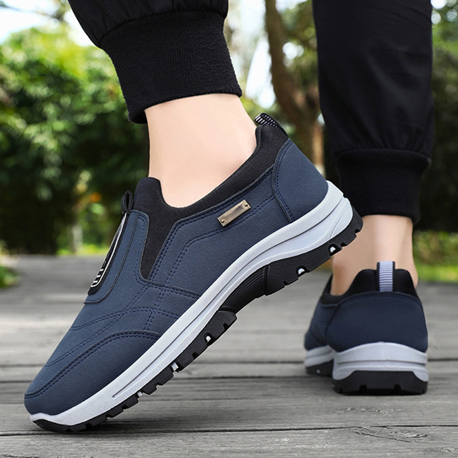 NexTorq Mens Lightweight Sneakers, Walking Shoes for Men, Men's Comfortable Waterproof Breathable Orthopedic Walking Shoes,Orthopedic Walking Shoes Slip On Hiking Shoes for Men Blue 10.5