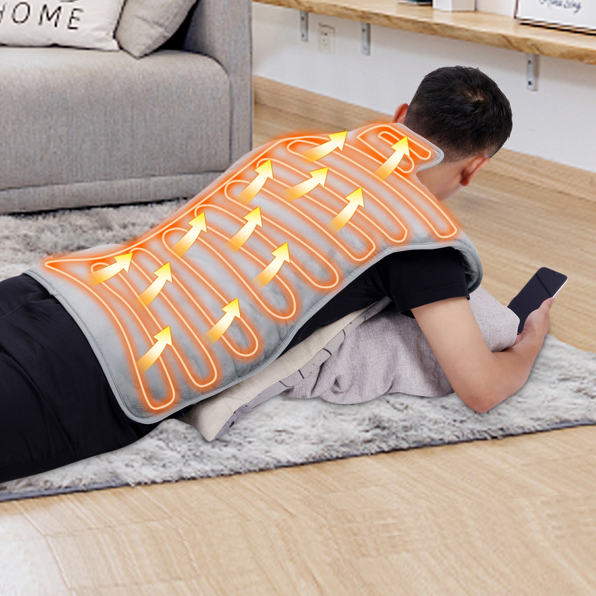 6 Heat Setting Weighted Heating Pad for Back Pain Relief 24" x 34