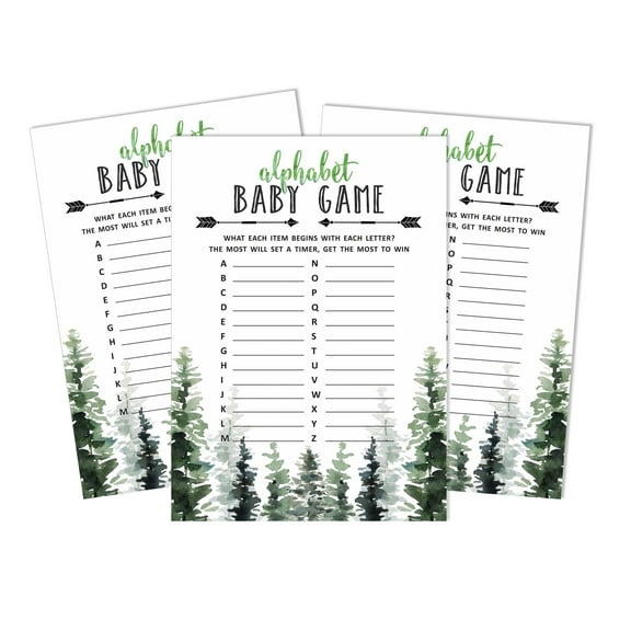Inkdotpot 50 BabyAlphabetABCGameGreenery Baby Shower Game Greatest Adventure Party Supplies