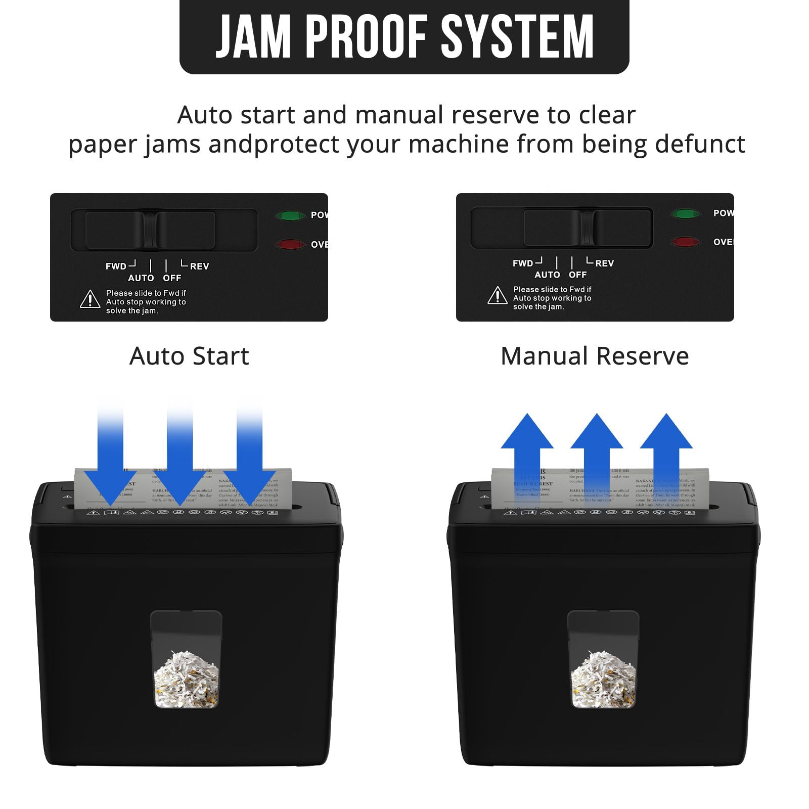 Home shredder, cross-cut shredder, 5-piece small cross-cut shredder, P-4 safety level, with 2.38-gallon bin, 4 mode design - durable, fast, paper jam-proof, suitable for offices, homes, schools