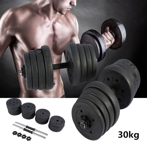 Details about   Total 30kg Weight Dumbbell+Sand Adjustable Cap Gym Barbell Plate Body Workout 