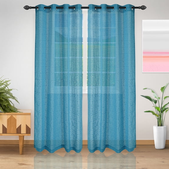 Meteorite Sheer Panel Curtains (Set Of 2), Aquarius