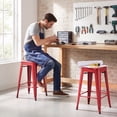 thumbnail image 3 of Vyrox 24 Inches Metal Bar Stools Set of 4, Stackable Backless Kitchen Island Stools with X-Brace Support, Indoor-Outdoor Use, Red, 3 of 7