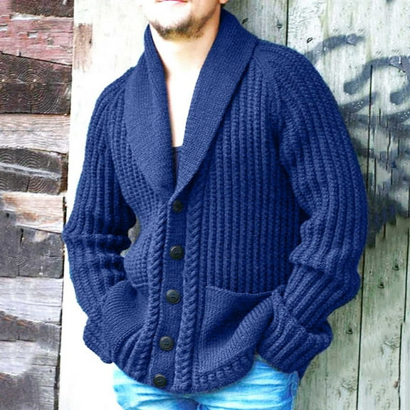 ZKCCNUK Men's Fashi Autumn And Winter Lapel Cardigan Butt Knit Sweater Men's Sweater