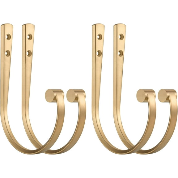 Curtain Holdbacks 4pcs,Warm Gold Barrel Zinc Alloy Curtain Tiebacks,Wall Mounted Curtain Holders for Drapes.