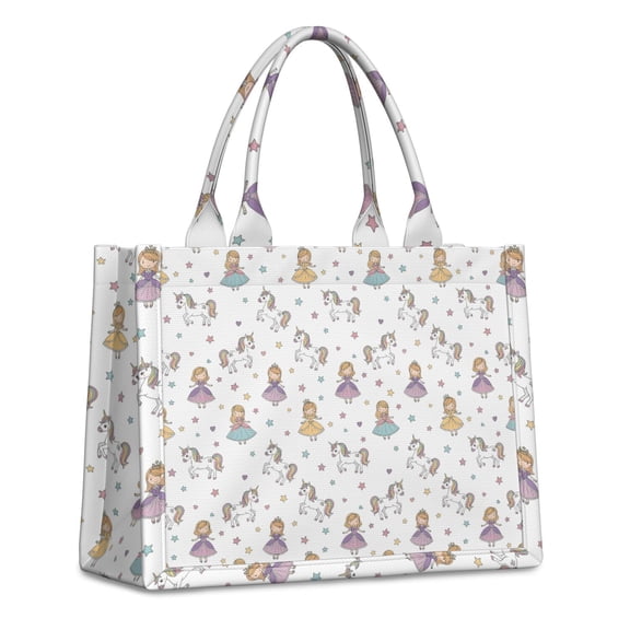 Large Capacity Tote Bag,Princess Unicorn Star Pattern Handbag Fashion Luxury Tote Bag,15.7"x13"x 5.1" Inches,Laptop Compatible