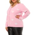 thumbnail image 4 of Agnes Orinda Women's Plus Size Sweaters Cardigans Cute Heart Print Long Sleeve Fall Winter Knit Cardigan 2X Pink, 4 of 6
