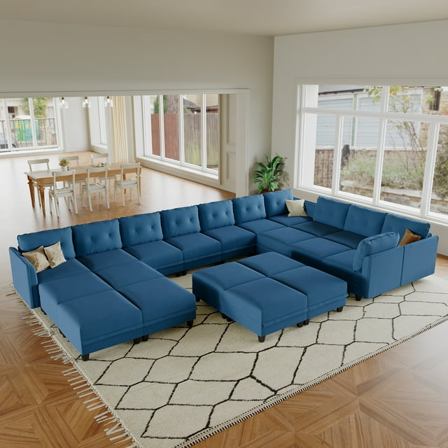 LLappuil Canapé Sectionnel Modulaire, Canapé Sectionnel Modulaire Surdimensionné 21 Places avec Rangement, Canapé en Velours Imperméable et Anti-Rayures pour Salon