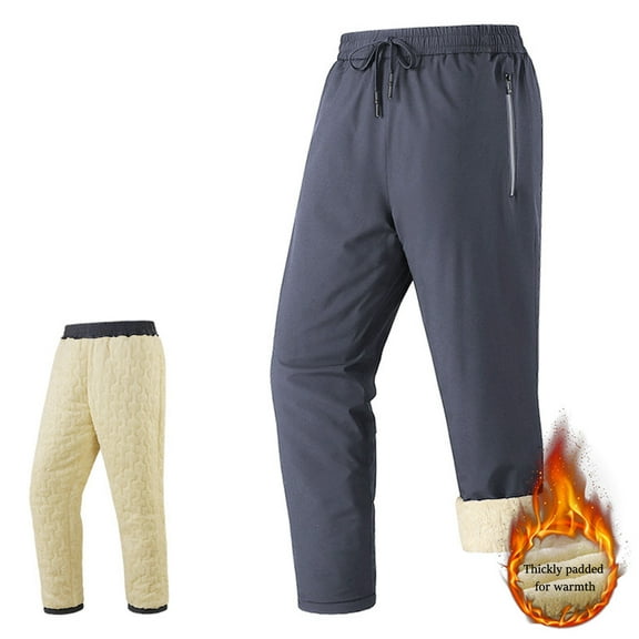 GuangCheng Mens Thermal Fleece Lined Cargo Pants Warm Drawstring Elastic Waist Windproof Water Resistant Outdoor Trousers,Size:L