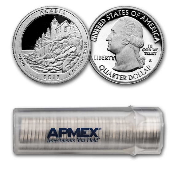 2012-S Quarter ATB Acadia 40-Coin Proof Roll (Silver)