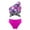 Hot Pink Floral, variant on YEAHDOR Kids Girls 2Pcs Swimsuit Asymmetrical Shoulder Tops with Briefs Water Sports Pool Swimwear